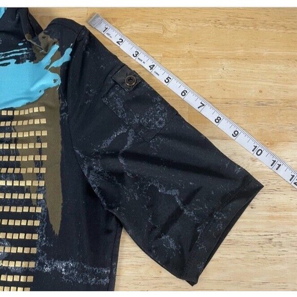 Jamie Sadock Golf Polo Top Mock 1/4 zip Retro Print Spandex Short Sleeve Small - Picture 8 of 11